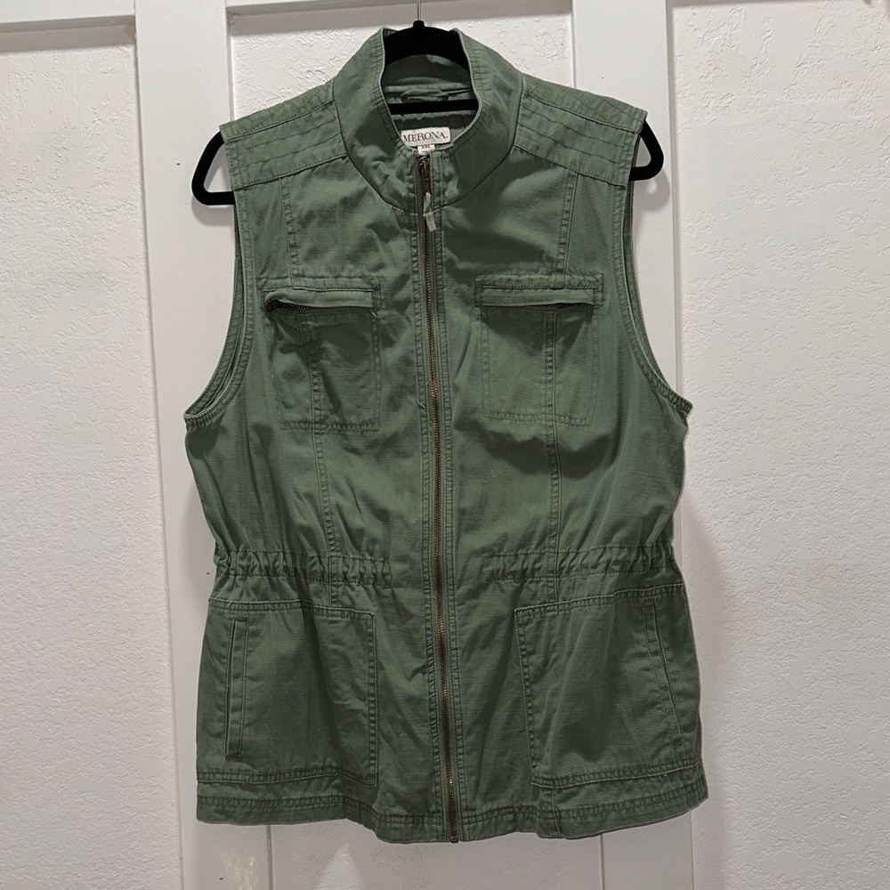Merona Olive Sleeveless Fishing/Photographer’s Vest